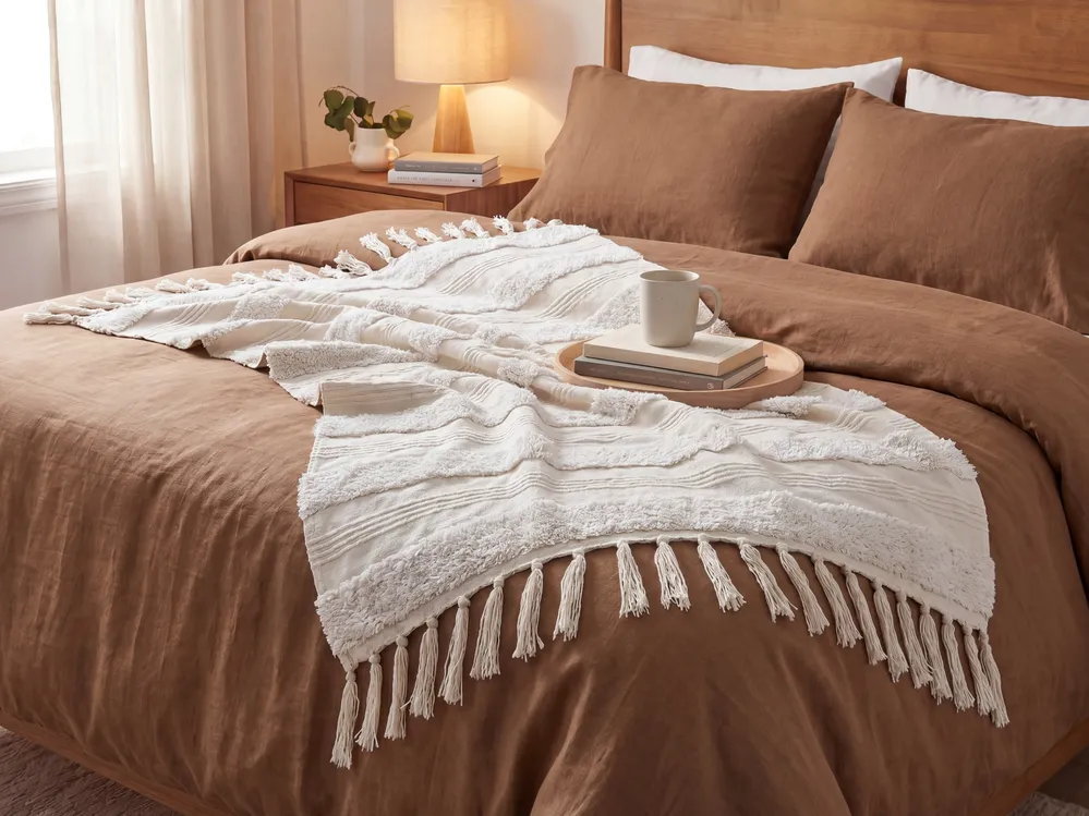 Kuscheldecke RAEBARELI Baumwolle 130 x 180 cm Hellbeige