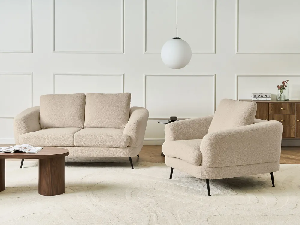 Sofa 2-Sitzer KJAER Bouclé Hellbeige_1009481