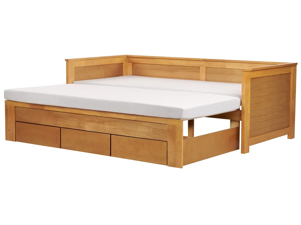 Bett mit Schubladen Holz CAHORS 90 x 200 cm Braun