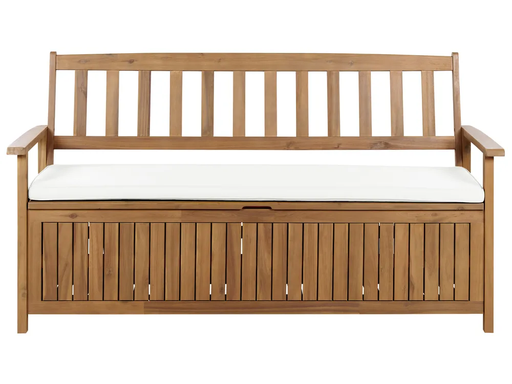 Gartenbank mit Auflage SOVANA 160 cm Akazienholz Cremeweiß