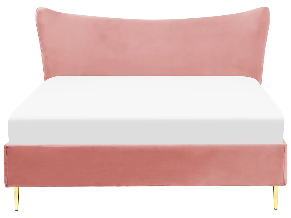 Bed Velvet CHALEIX 160 x 200 cm (EU King Size) Peach Pink_844527