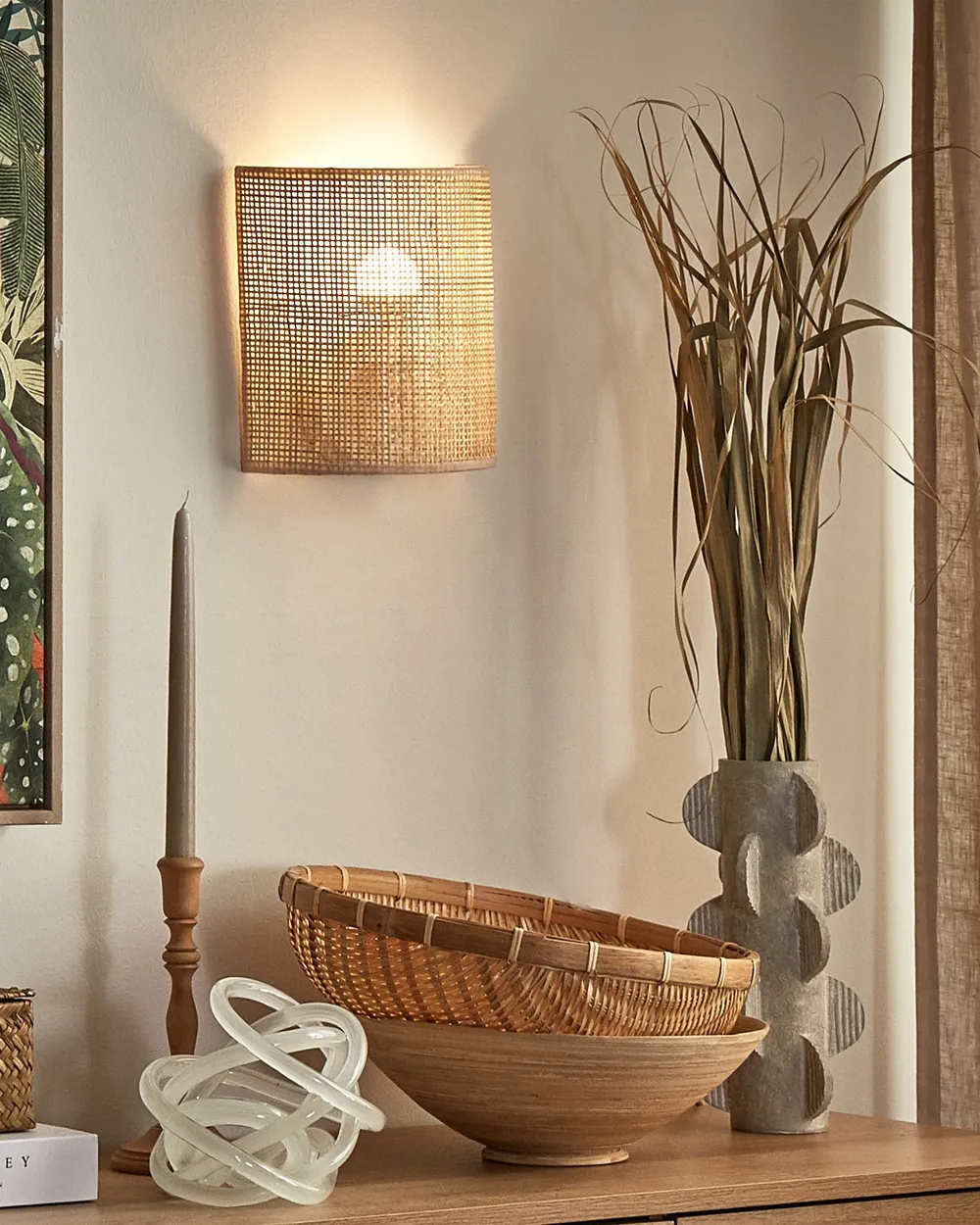 Wandlampe CARIO Rattan Naturfarben