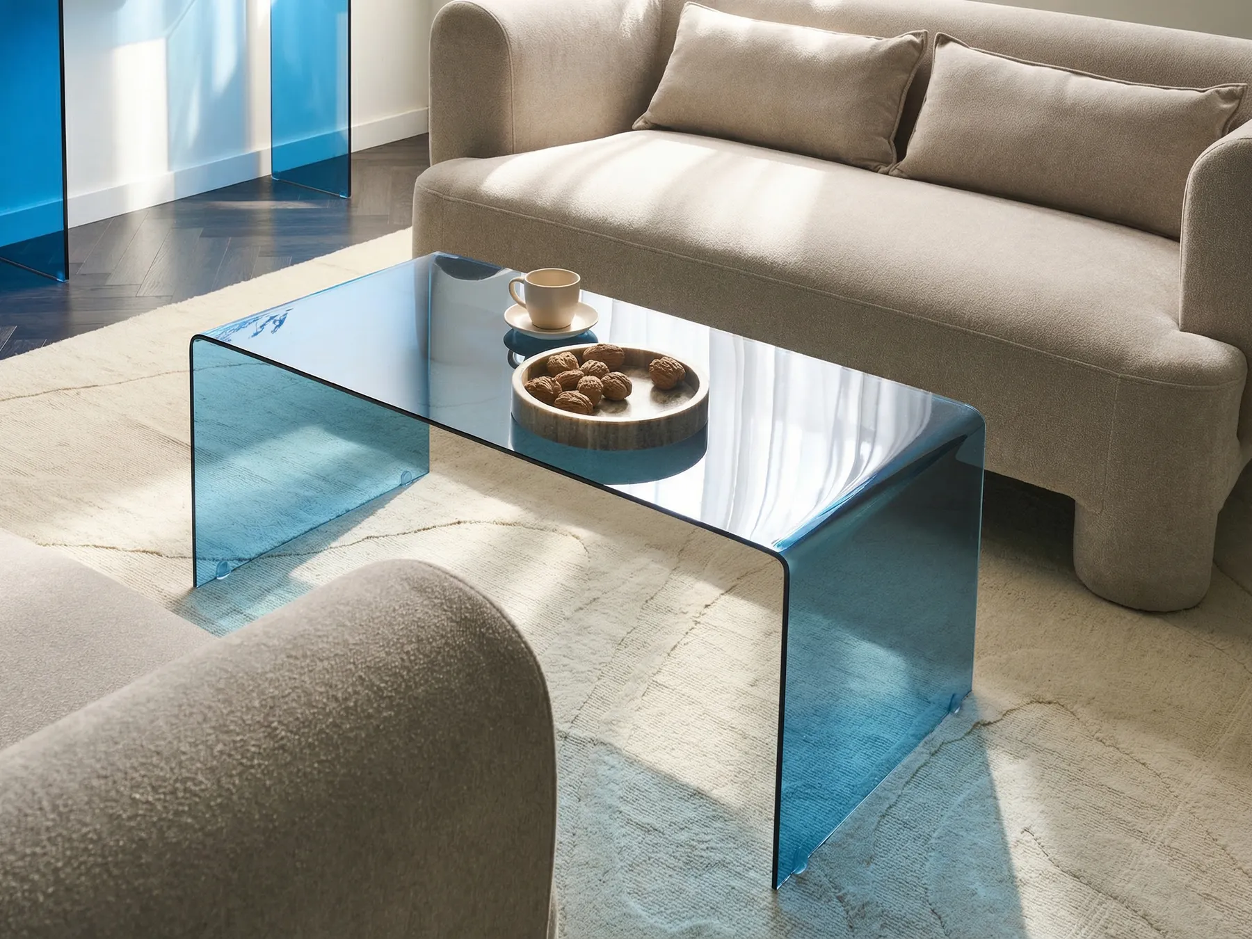 Couchtisch KENDALL Sicherheitsglas Blau_1049649
