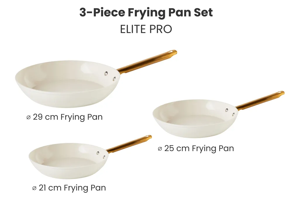 Set of 3 Frying Pans ELITE PRO Off-White_992767