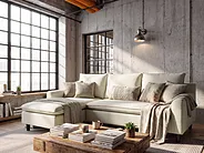 Ecksofa ELVENES Stoff Beige rechtsseitig_1149691