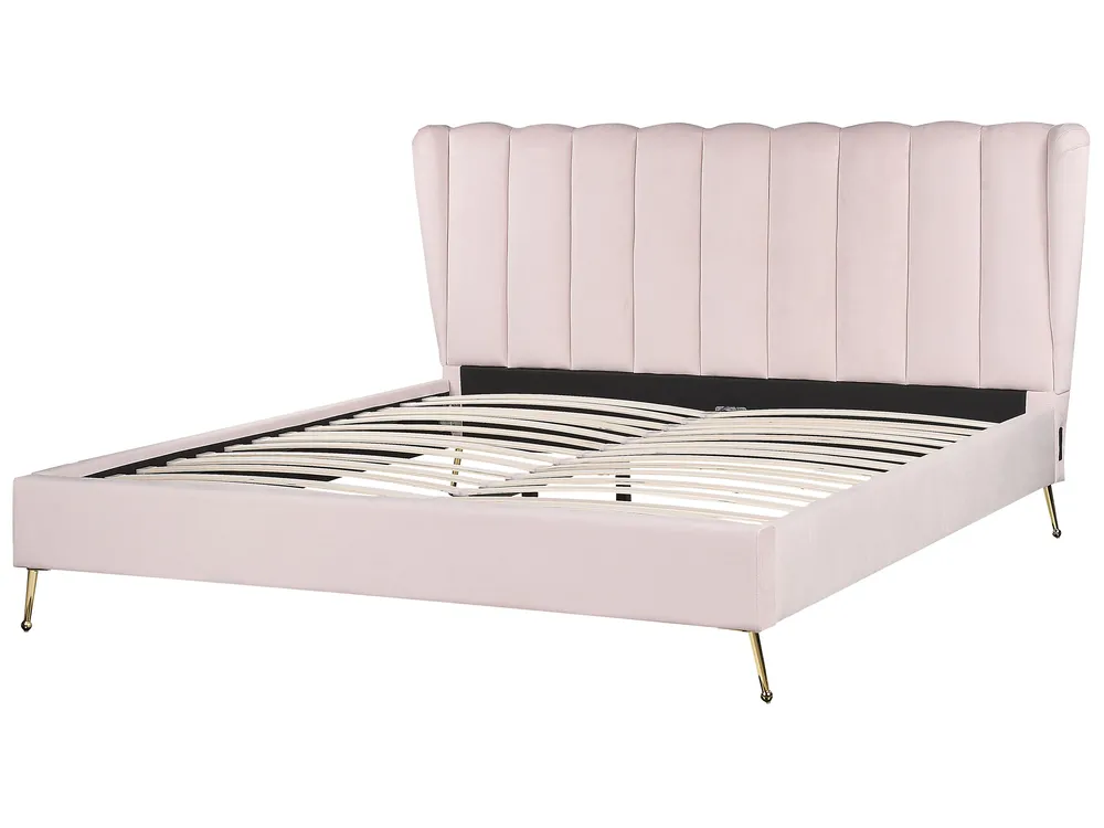 Bett mit Lattenrost Samtstoff MIRIBEL 180 x 200 cm Pastellrosa_870555