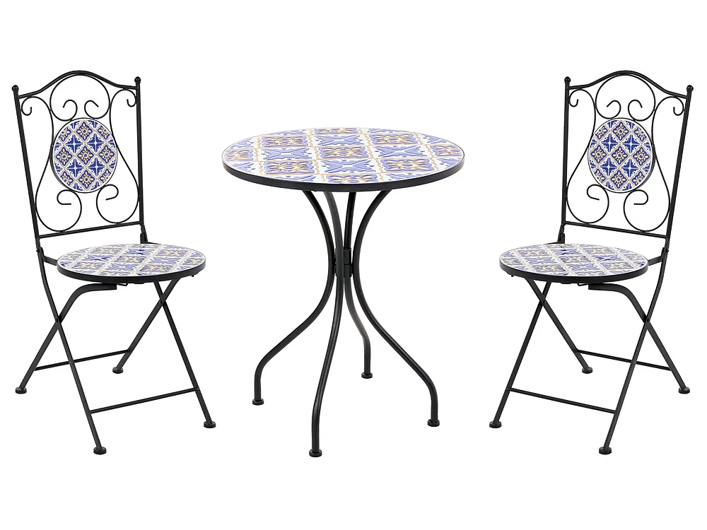Bistro Set SIPONTO Metall Weiß / Blau