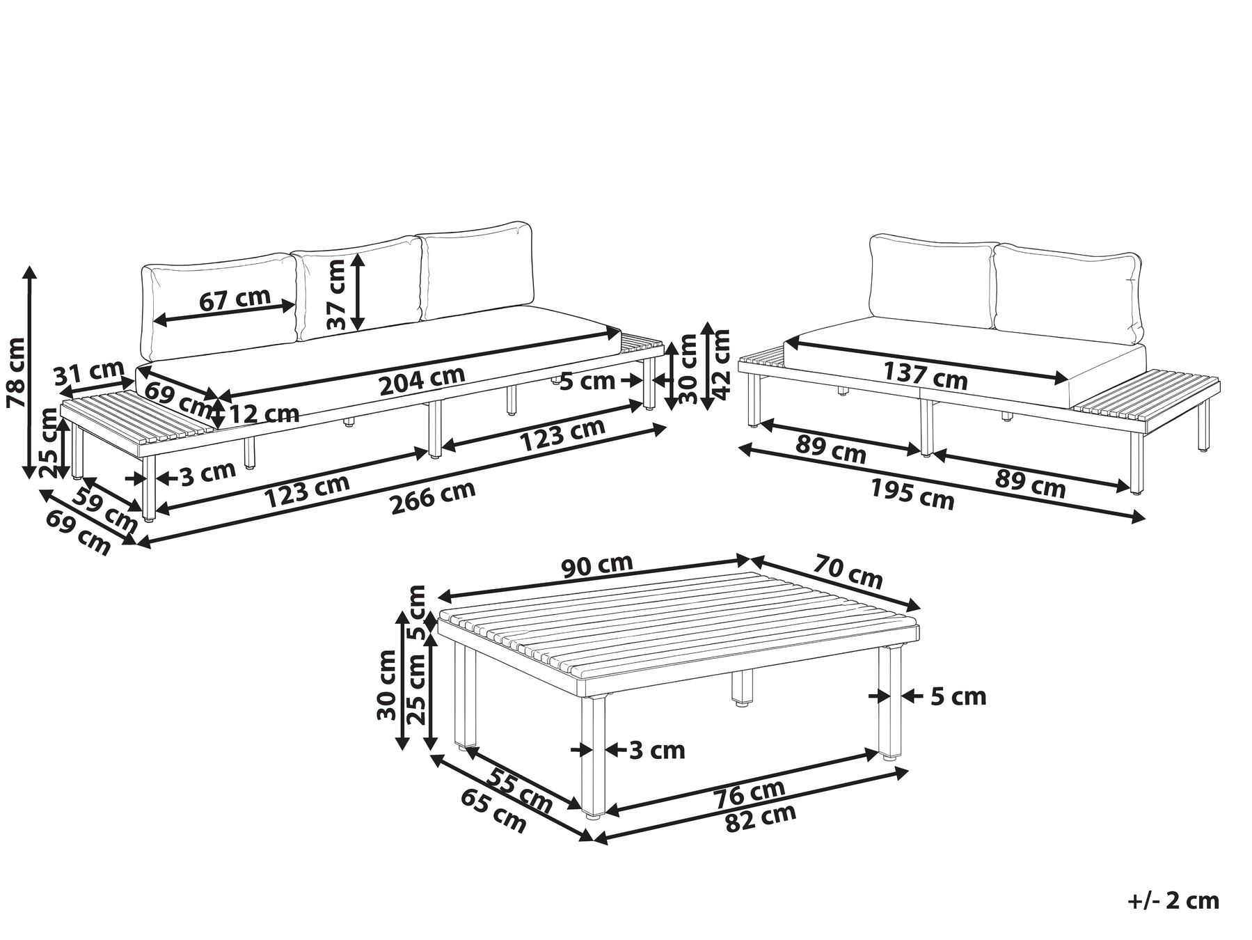 Garden Lounge Set with Table 5 Seater FIVIZZANO Acacia Wood Beige_1161078