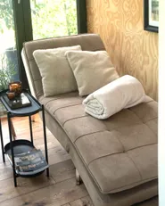 Chaiselongue LOIRET Samtstoff Hellbraun_1172791