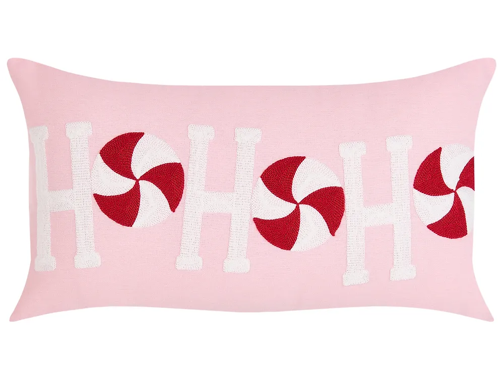 Set van 3 sierkussens VELLYN 30 x 50 cm 45 x 45 cm Roze kerstmotief_1164687
