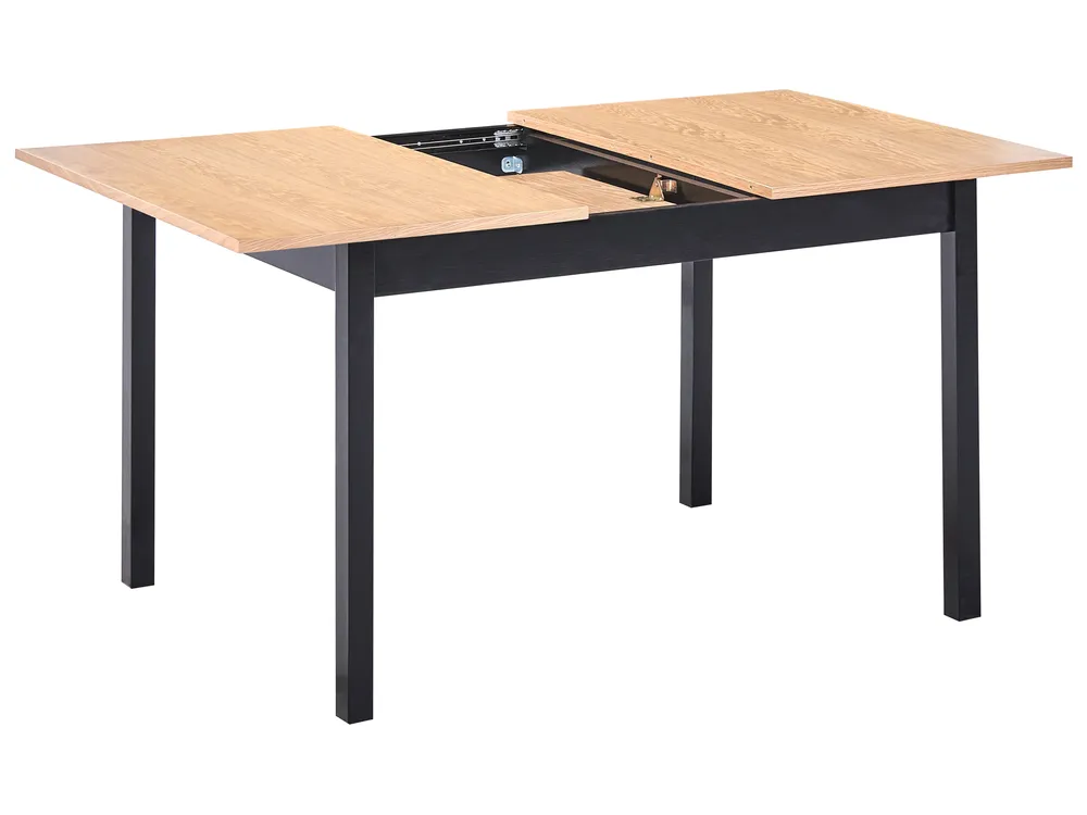 Ausziehbarer Esstisch HOUSTON Hellbraun / Schwarz 120/150 cm 90 cm Kiefernholz_1070967