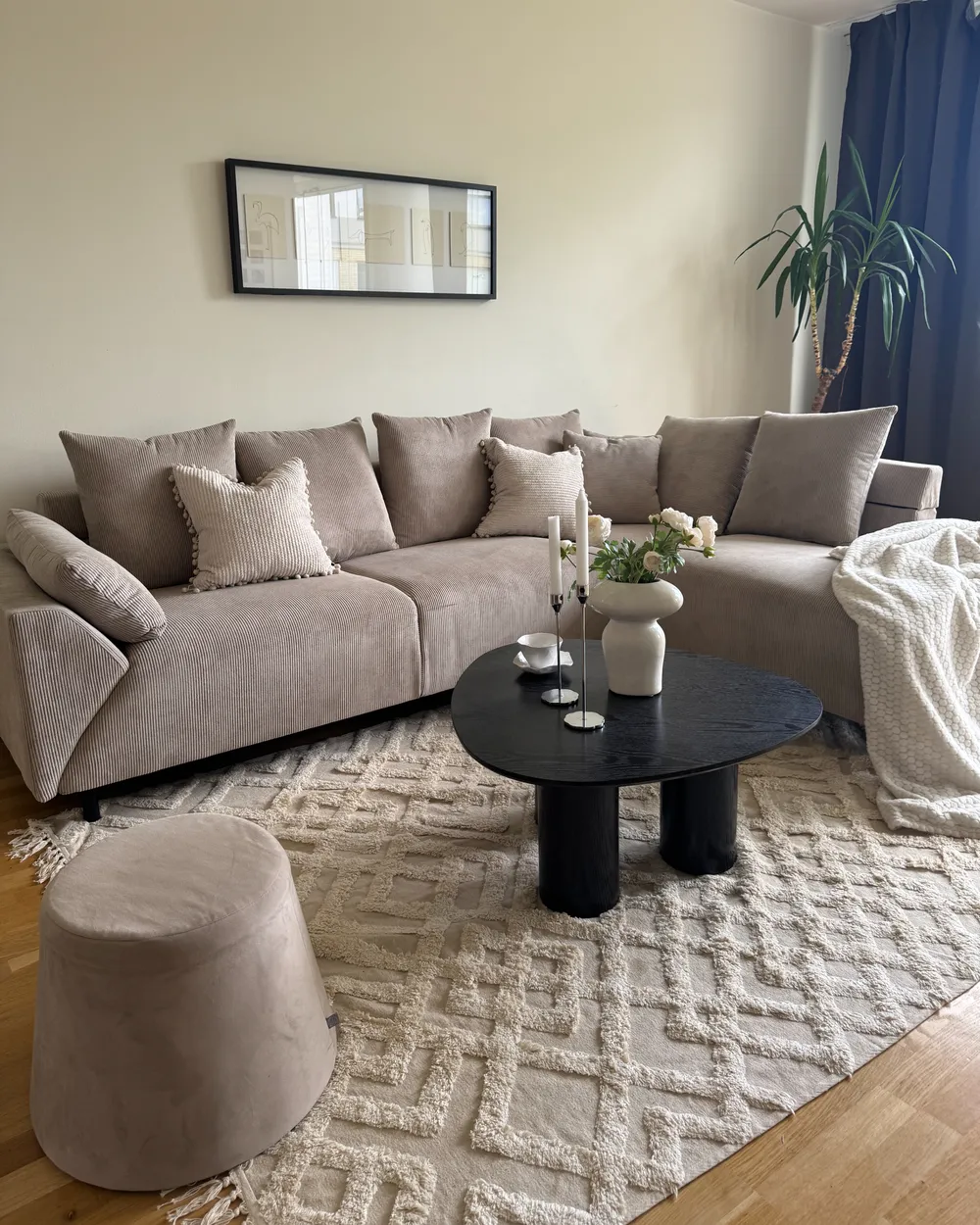 Ecksofa 4-Sitzer LUNNER Cord Beige linksseitig_1001502