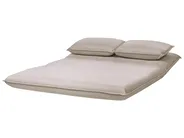 Schlafsofa 2-Sitzer ROROS Kunstleinen Beige_1038906