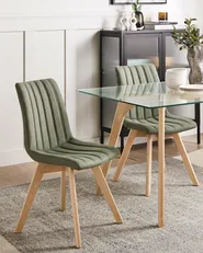 Set of 2 Dining Chairs CALGARY Fabric Dark Green_958225