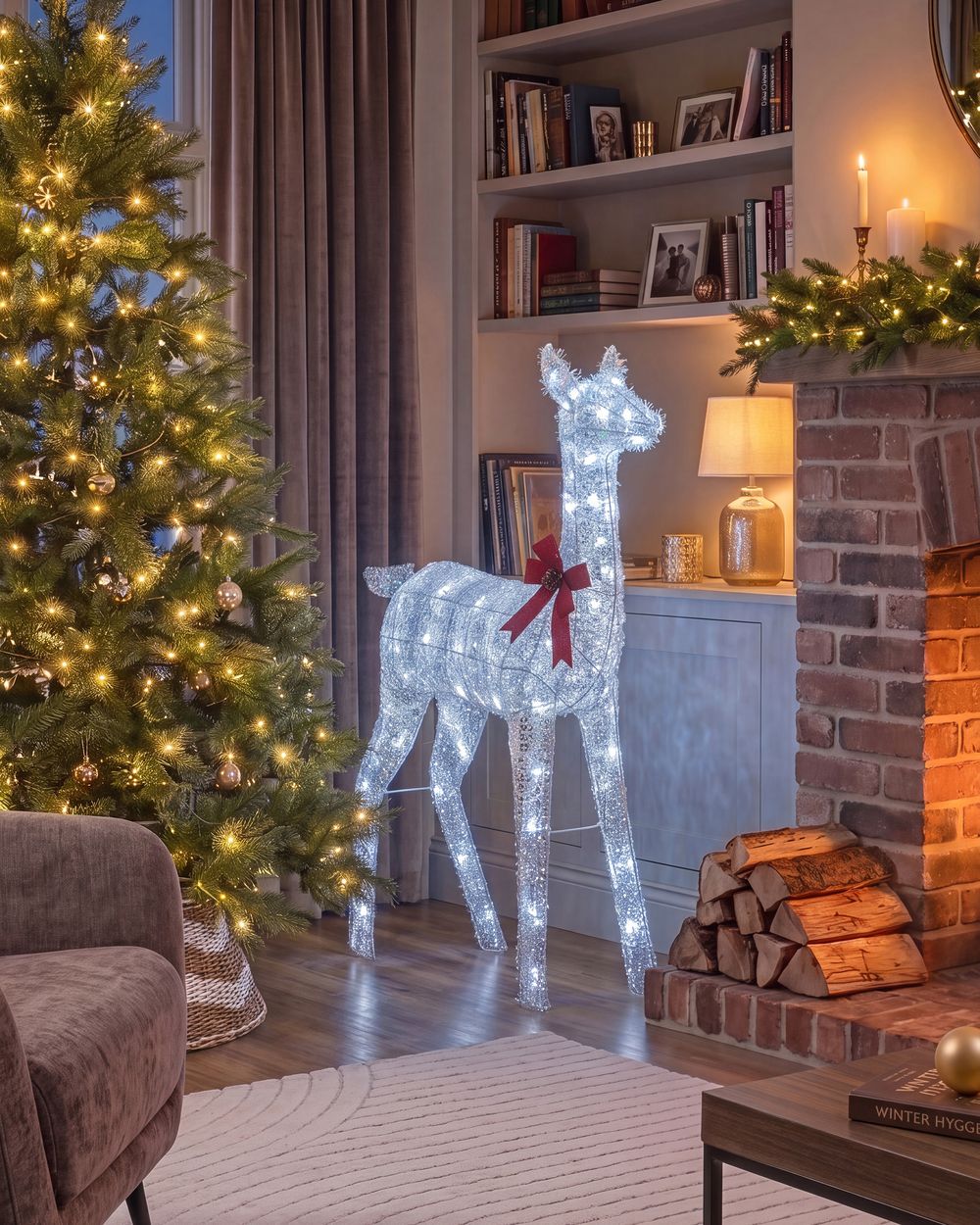 Outdoor Decoration LED AURENNE 110 cm Deer White