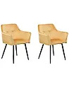 Set of 2 Dining Chairs JASMIN Velvet Mustard