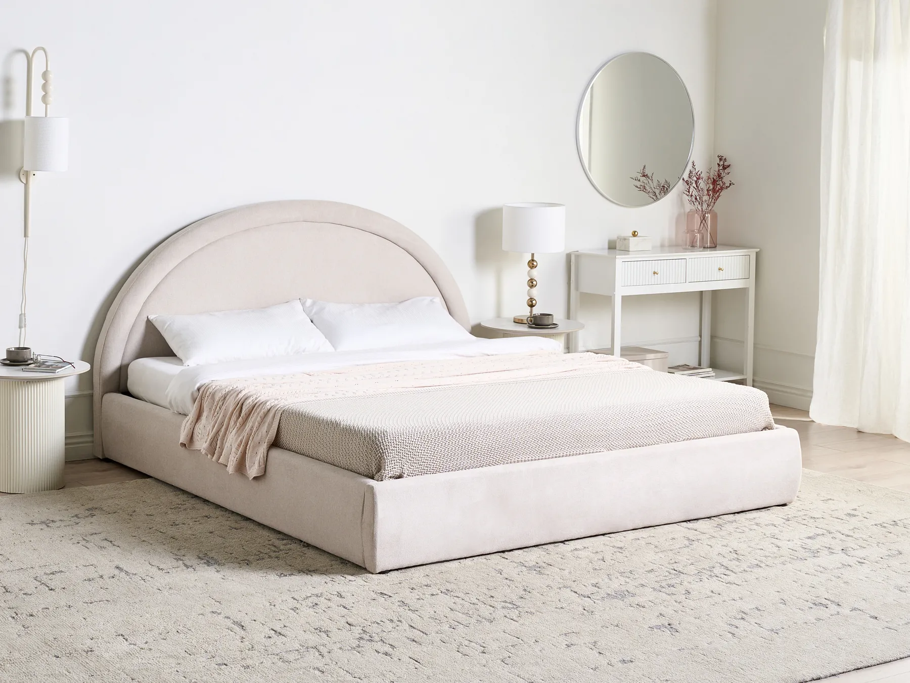 Bett mit Stauraum MOUZON Stoff Hellbeige 180 x 200 cm_1019512