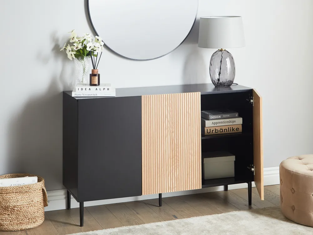 Schrank BLYTHE Naturfarbene Esche Schwarz_968788