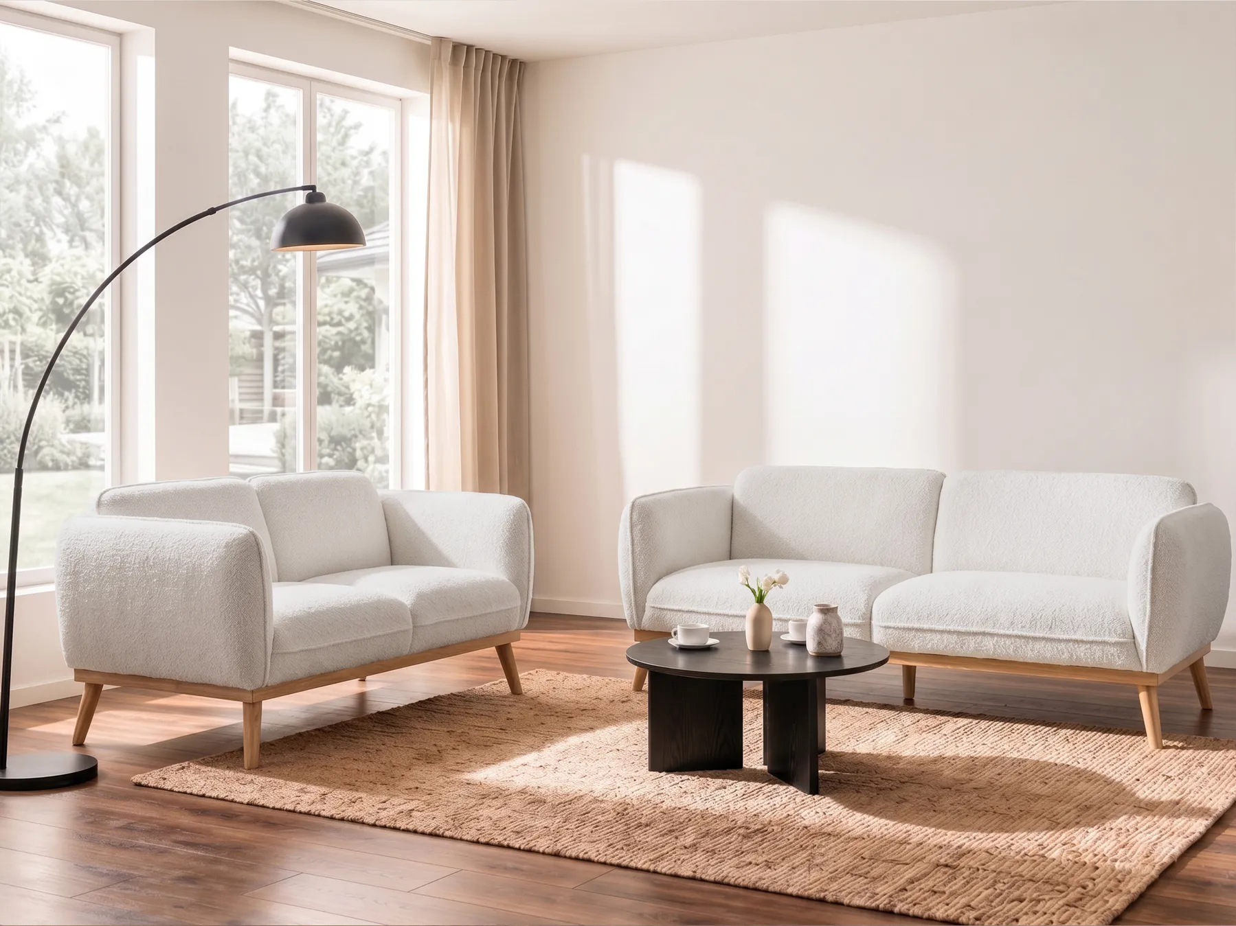 Sofa Set 5-Sitzer LJUNG Bouclé Weiß_1076633