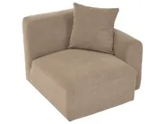 Modular Corner Sofa 3 Seater HEDE with Ottoman Fabric Brown Right Hand_1087455