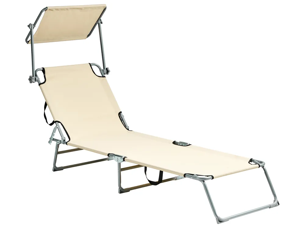 Sonnenliege FOLIGNO mit Relaxfunktion Metall Beige