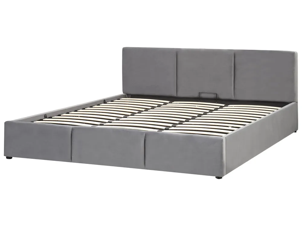 Bett mit Stauraum BOUSSE Samtstoff Dunkelgrau 180 x 200 cm_862603