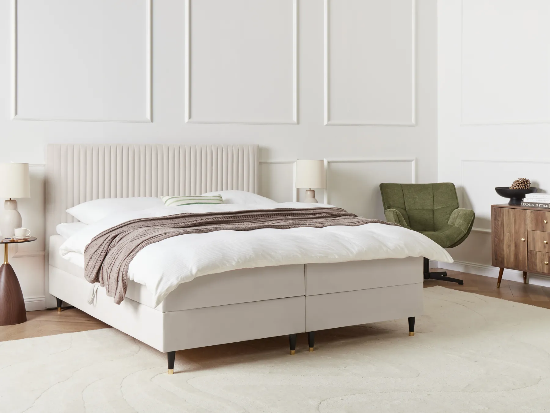 Boxspringbett mit Stauraum DAME Samtstoff Cremeweiß 180 x 200 cm_1004834