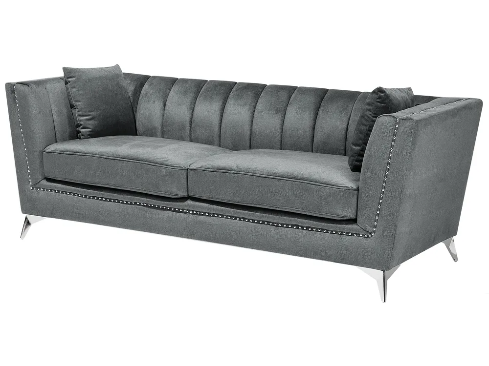 Sofa 3-Sitzer GAULA Samtstoff Grau_706308