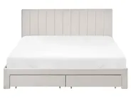 Bed with Storage Drawers LONZAC Velvet Off-White 160 x 200 cm (EU King Size)_1014783