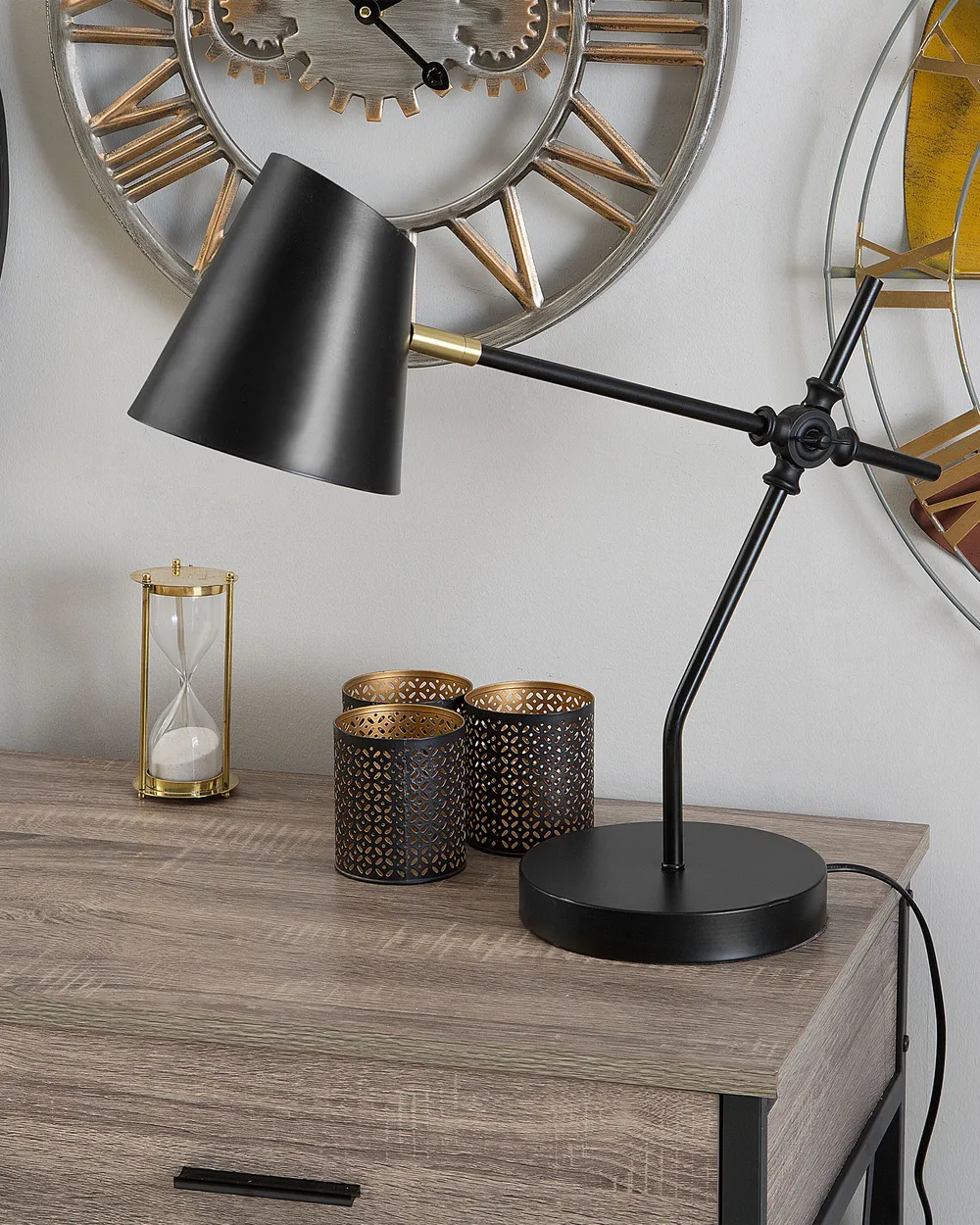 Schreibtischlampe HORTON verstellbar Metall Schwarz