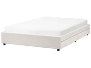 Bett mit Schubladen ohne Kopfteil PRADES Stoff Hellbeige 160 x 200 cm_996137