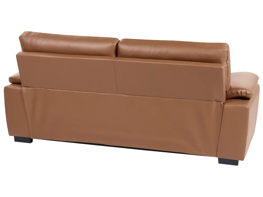 Sofa 3 Seater VOGAR Faux Leather Golden Brown_850619