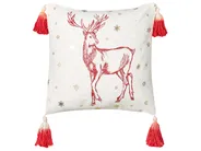 Set of 2 Decorative Cushions VALLOTA 45 x 45 cm Cotton White Christmas Motif_887968
