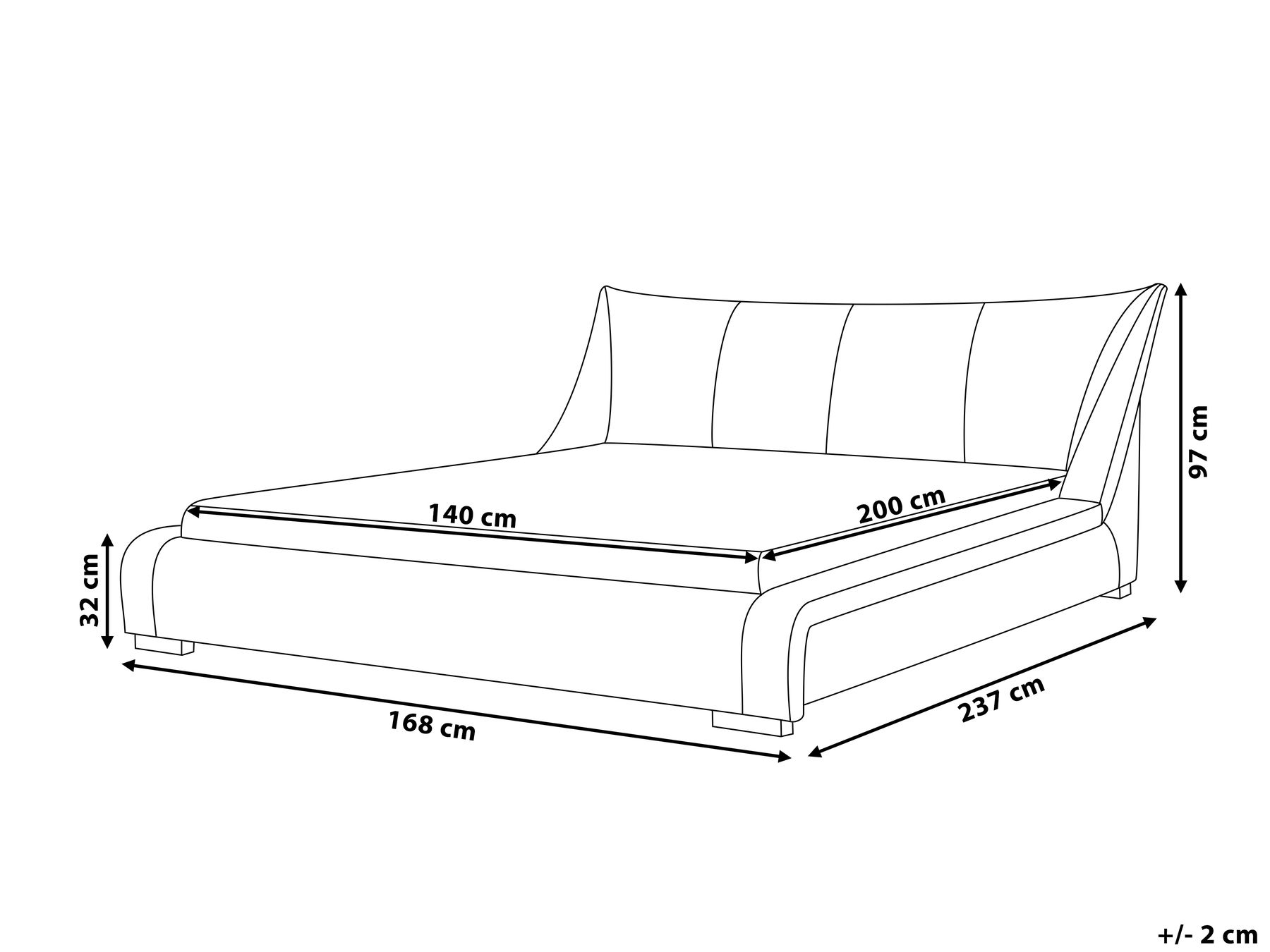 Wasserbett Stoff NANTES 140 x 200 cm Hellgrau_757977