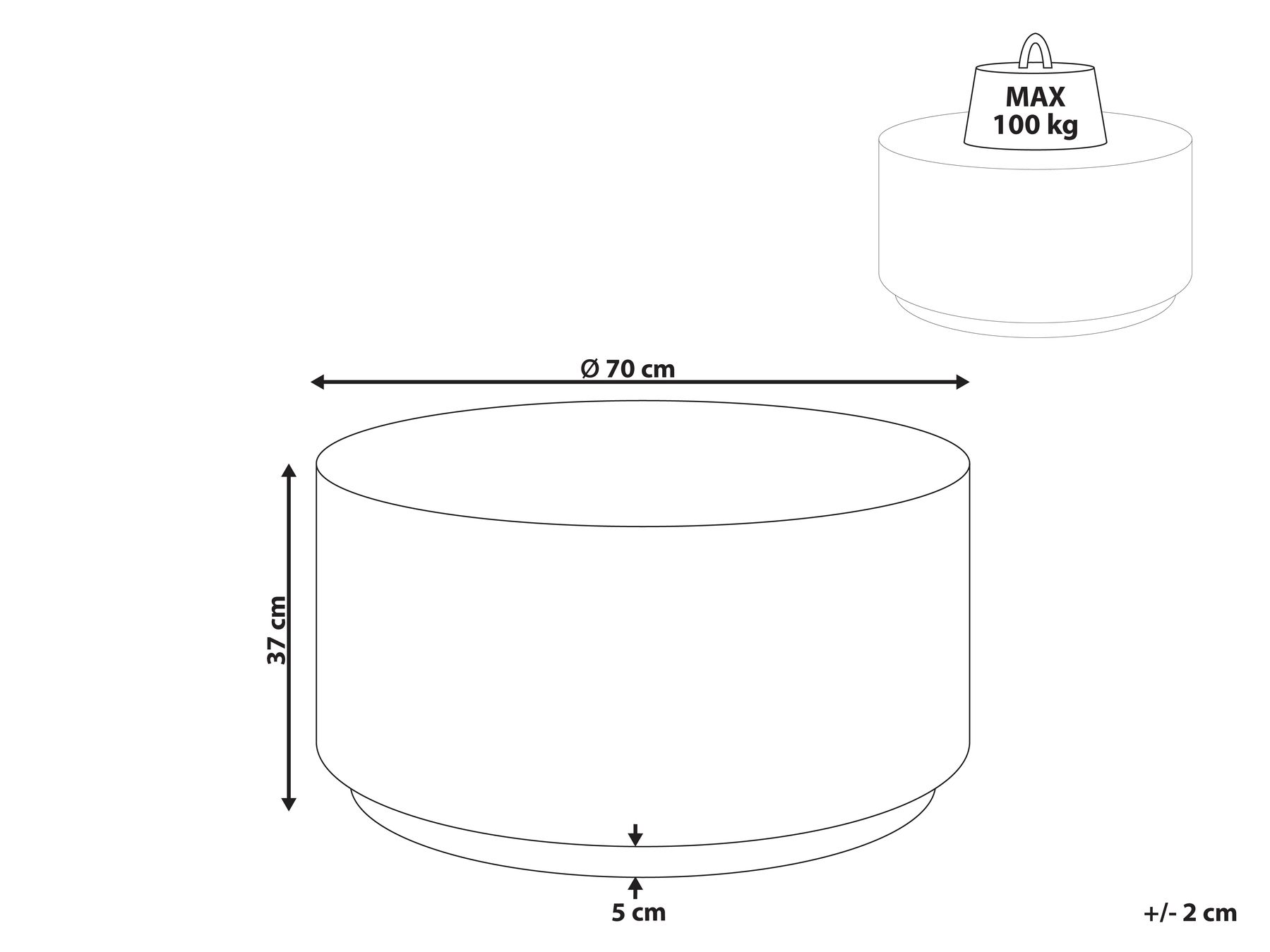 Couchtisch ASIERIO 70 cm 70 cm Travertinoptik_1007444