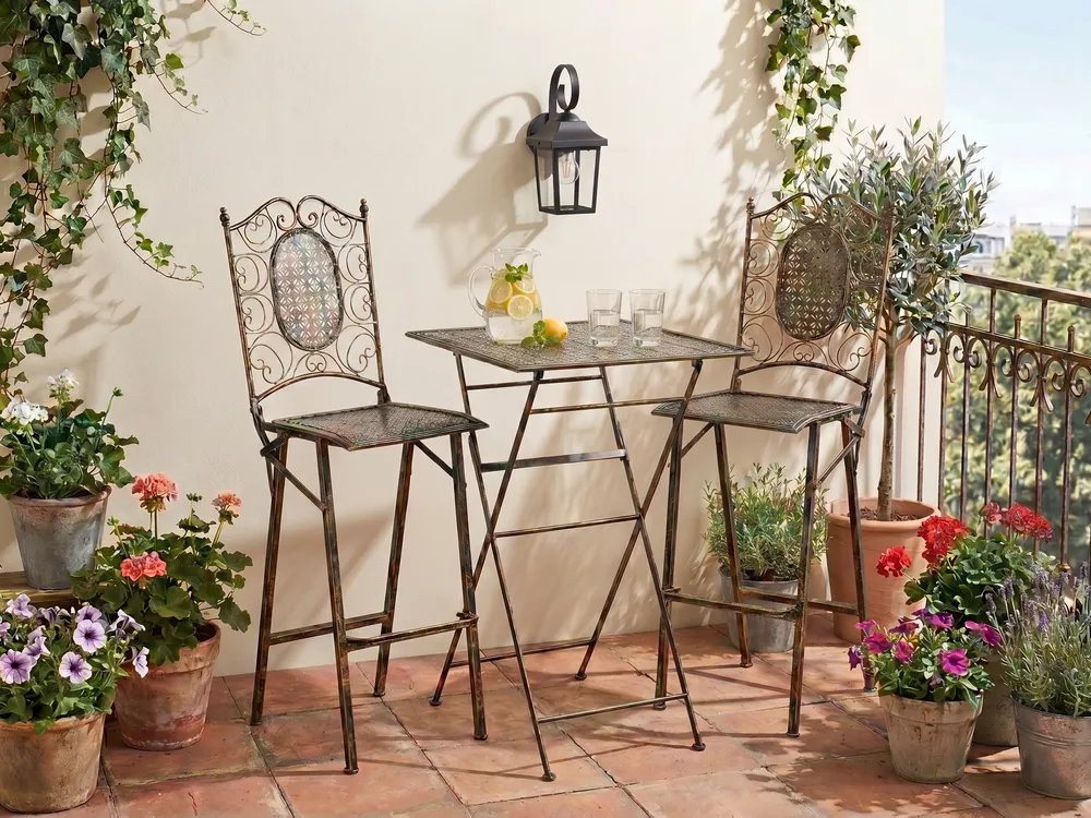 Gartenbar Set klappbar BORMIO Metall Schwarz_1102386