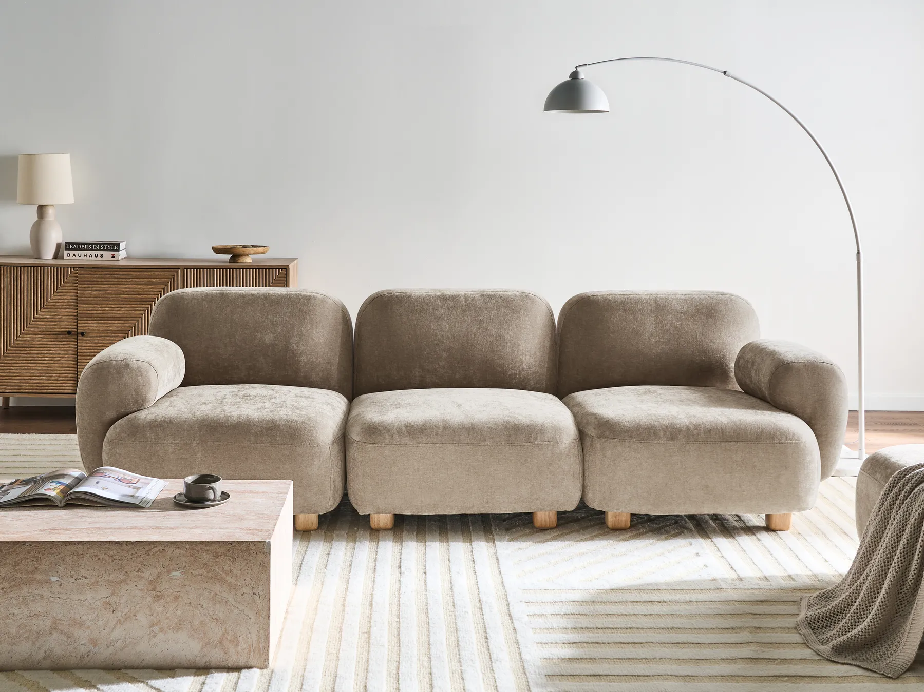 Modular Sofa 3 Seater AMLI Fabric Beige_1070240