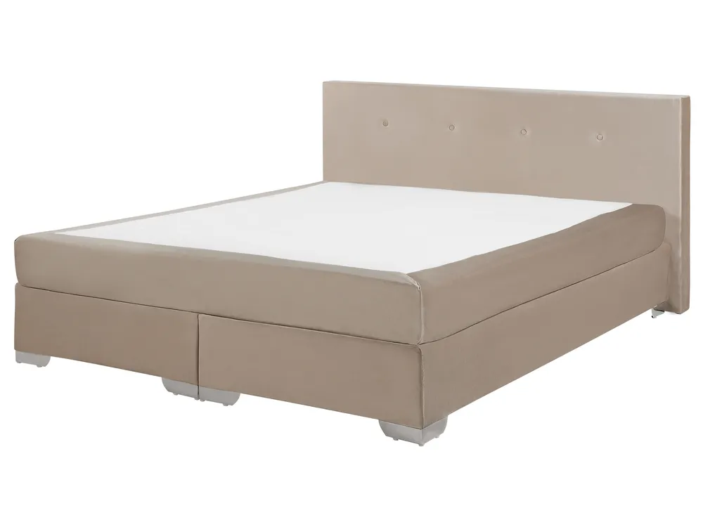 Boxspringbett Samtstoff CONSUL 160 x 200 cm Hellbeige