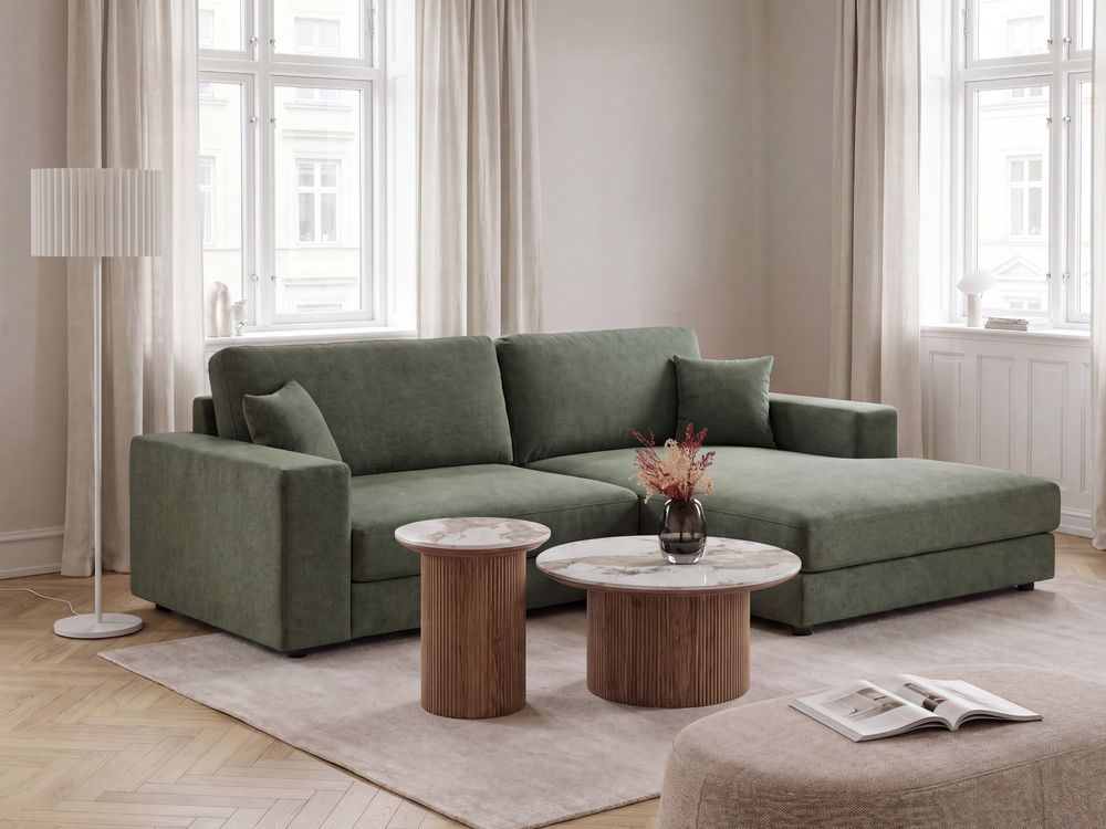 Ecksofa 3-Sitzer LOFOTEN Stoff Grün linksseitig