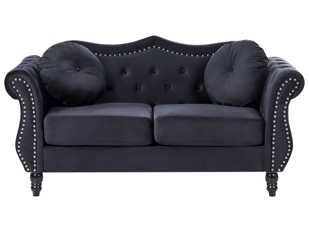 Sofa 2-Sitzer SKIEN Samtstoff Schwarz