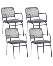 Set mit 4 Stühlen und Sitzkissen TACENO Metall Grau_1007814
