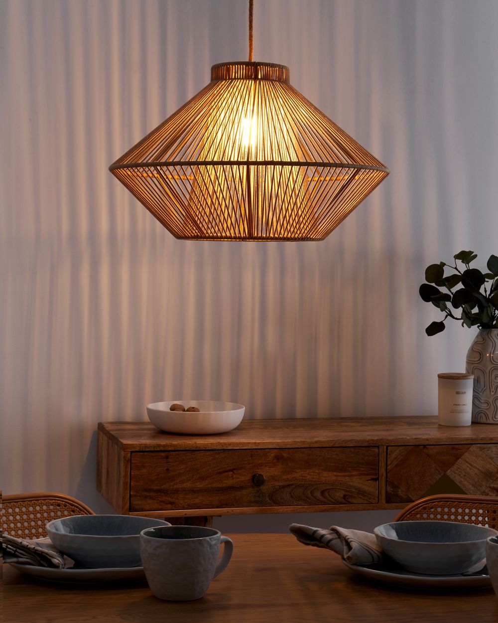Hanglamp PALMETTO Katoen Beige