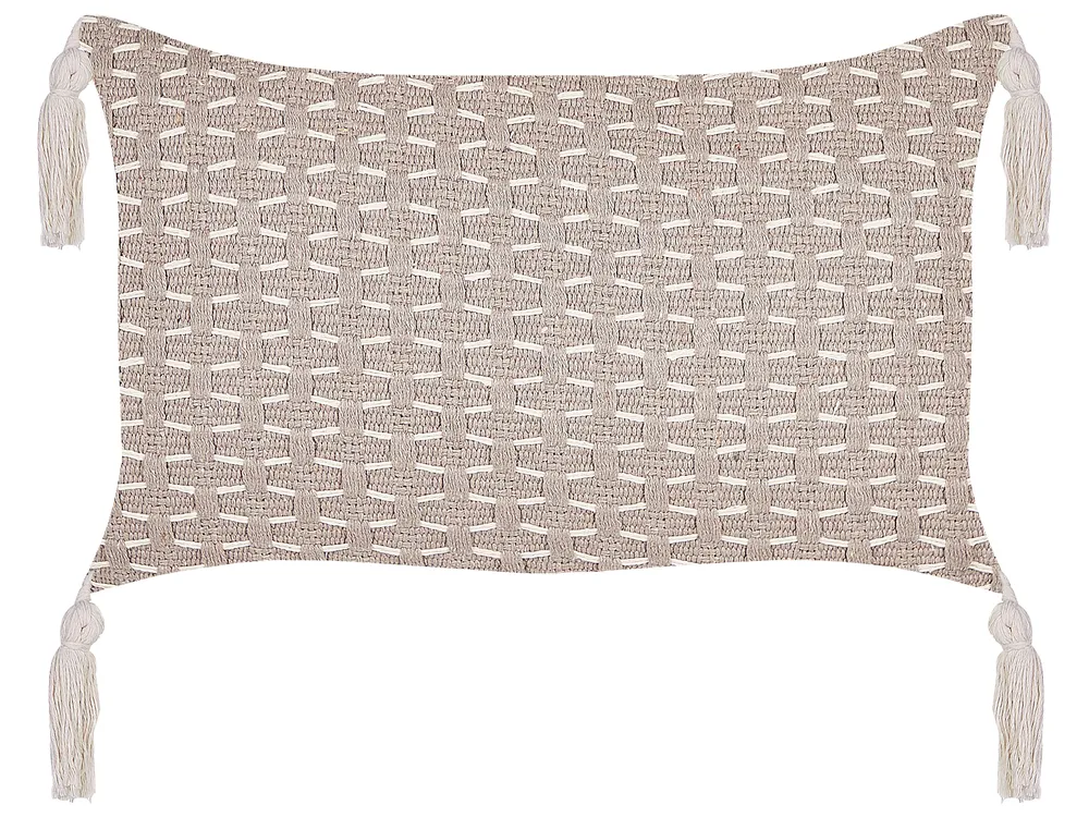 Dekokissen 2er Set HAKONE 45 x 25 cm Taupe Geometrisches Muster_856429