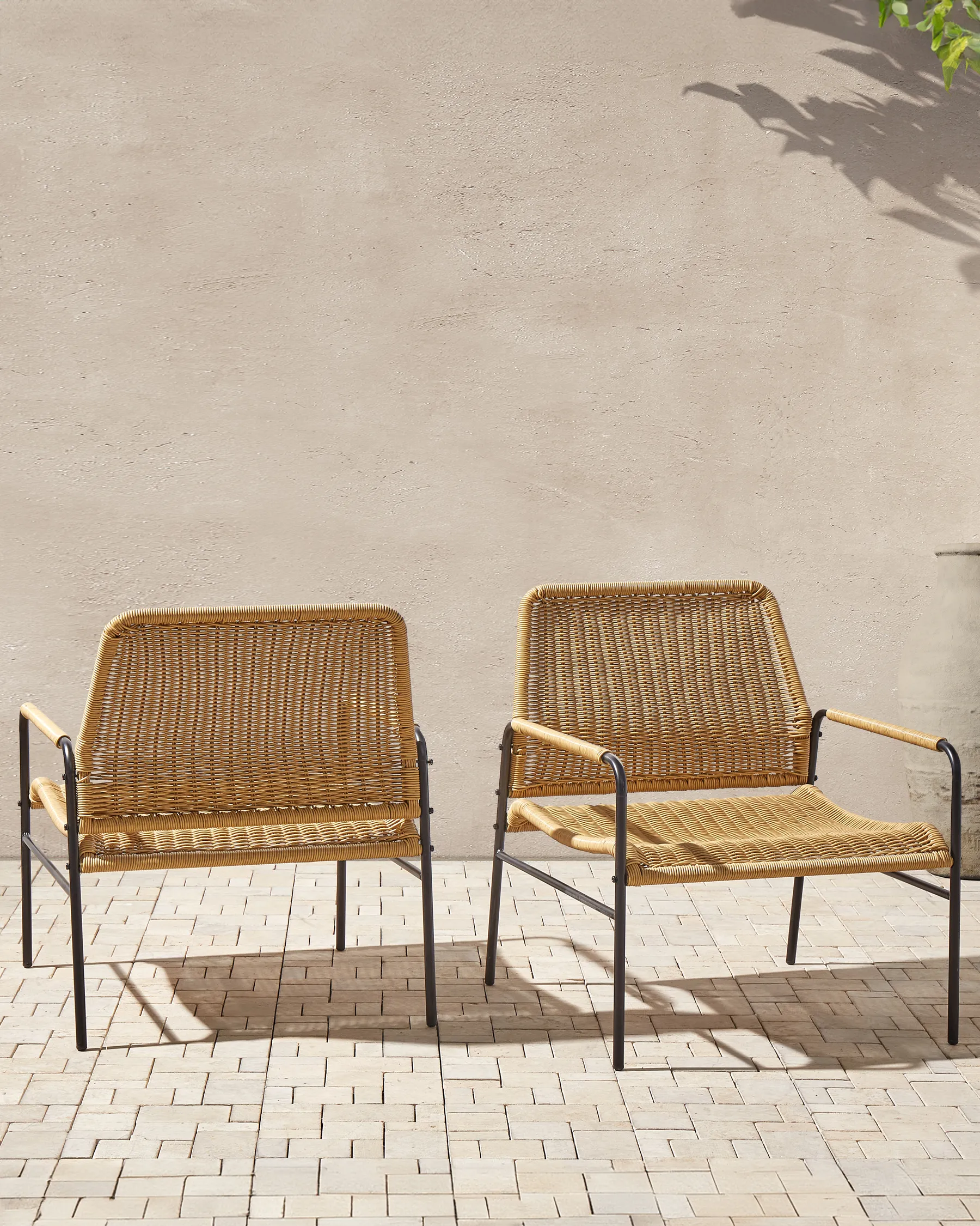 Gartenstuhl 2er Set PRASIMO Polyrattan Naturfarben_863013