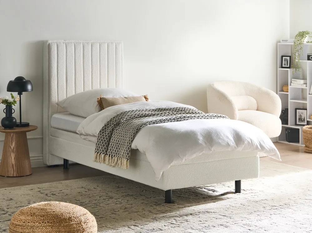 Bett verstellbar Bouclé DUKE II 80 x 200 cm Cremeweiß_1026165