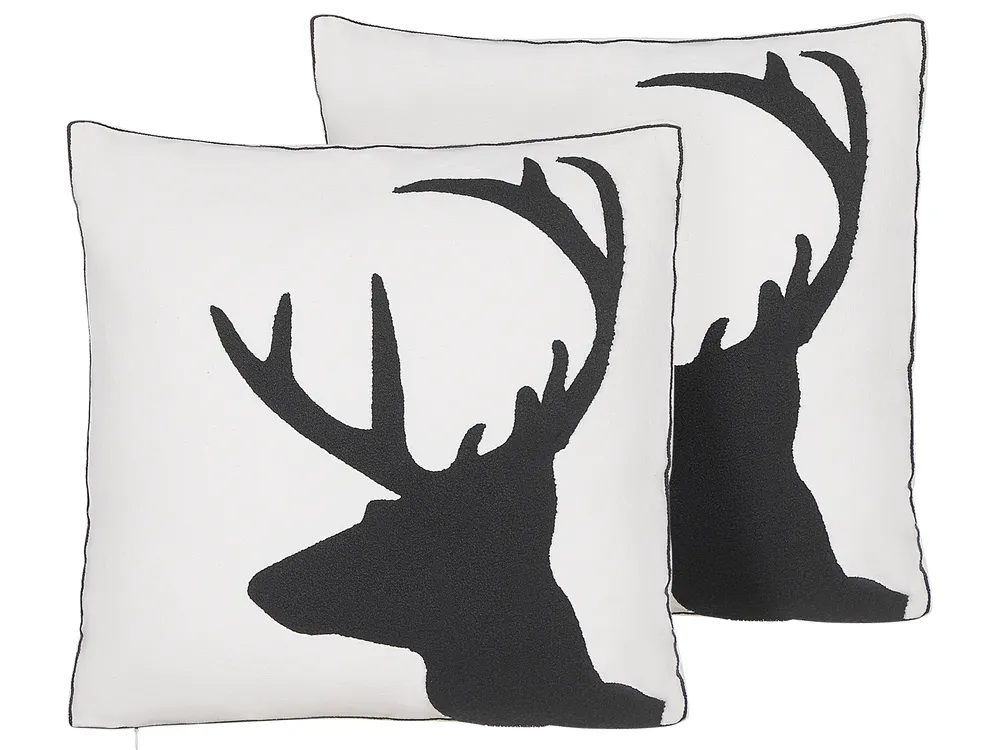 Dekokissen 2er Set SHADRACK 45 x 45 cm Baumwolle Weiß Weihnachtsmotiv