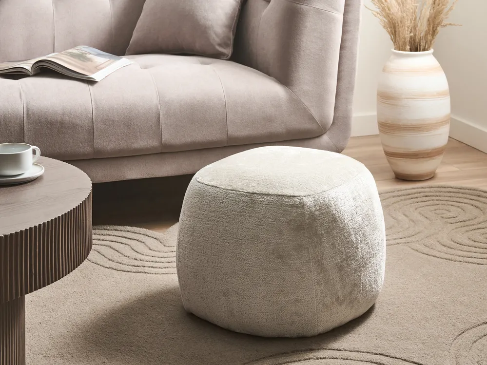 Pouf BARRON Chenillegewebe Beige