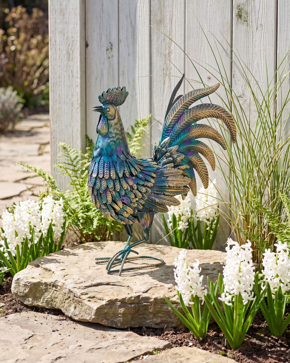 Gartenskulptur SIBULAN Hahn Bunt