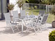 Gartentisch CATANIA 160 cm 91 cm Glas Grau_741381
