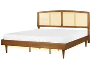 Bed with LED Rattan VARZY 180 x 200 cm (EU Super King) Brown_944026